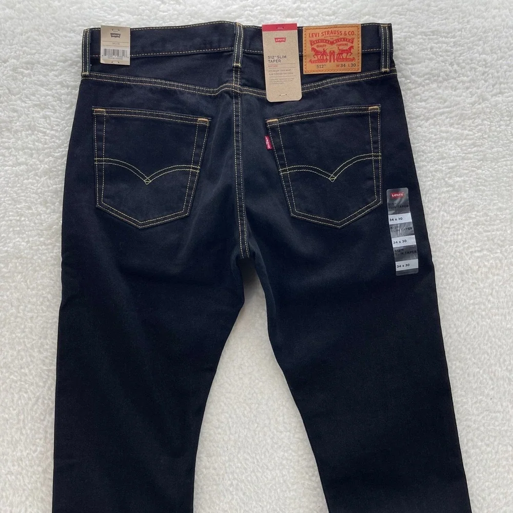 Levi's Jeans Mens 34x30 Blue 512 Slim Taper Dark Wash Denim Preppy Casual New